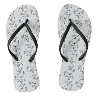 Happy Egg with Bird and Flowers Flip Flops