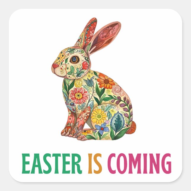 Happy Eggster - Easter Egg Square Sticker (Front)