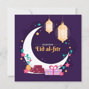 Happy Eid Al-Fitr Mubarak Moon Holiday Card