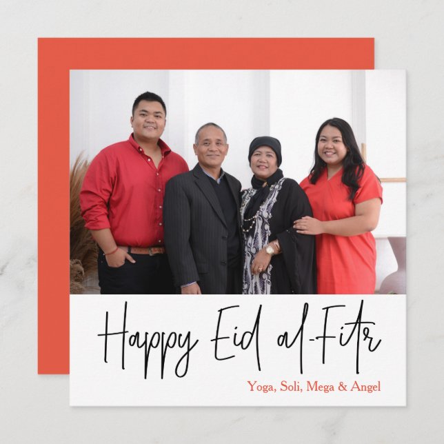 Happy Eid al-Fitr photo card square (Front/Back)