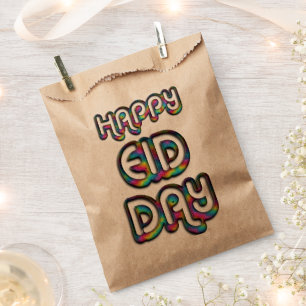 Happy Eid Day Greeting Rainbow Colours Typography Favour Bag
