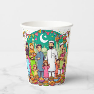 Happy Eid Family Funny Celebrating Design Paper Cups