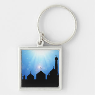 Happy Eid Mosque with Sunrays Keychain