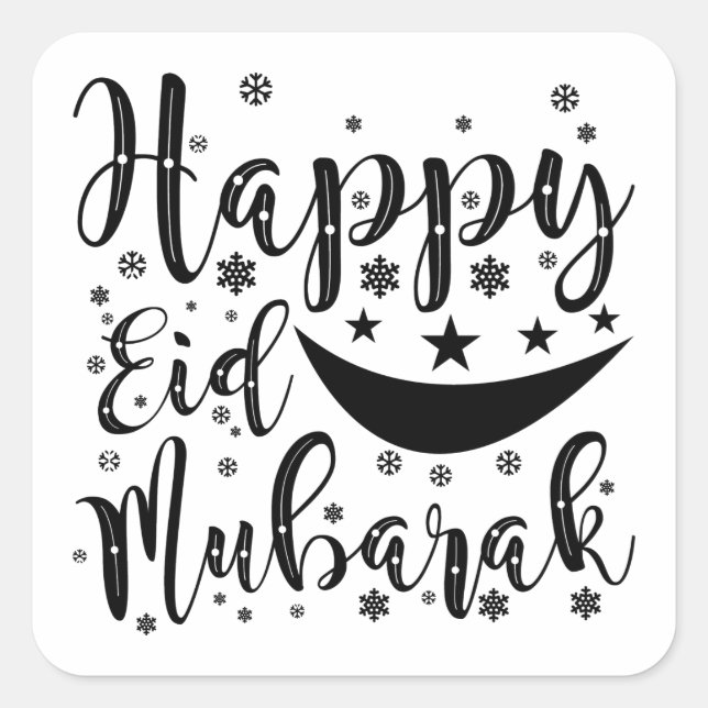 Happy Eid Mubarak T-Shirt Square Sticker (Front)