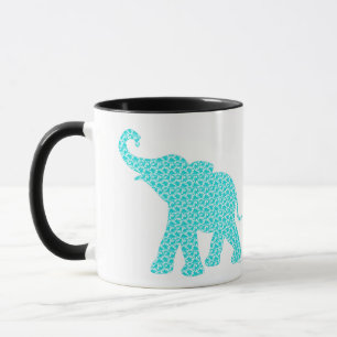 Happy Elephant-Art Green Pattern Modern Mug