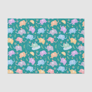 Happy Elephant Garden Party w Umbrellas Flowers Tissue Paper
