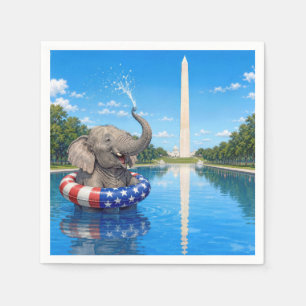 Happy Elephant in the Reflecting Pool Napkin