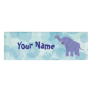 Happy Elephant Name Tag