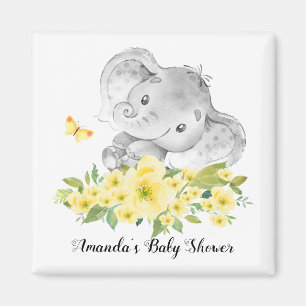 Happy Elephant Neutral Shower Favour Magnet