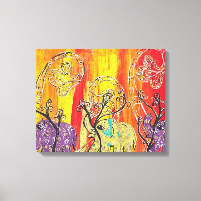 Happy Elephant Parade Canvas Print (Front)