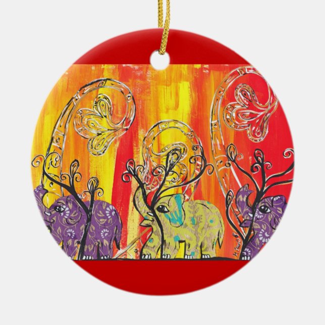 Happy Elephant Parade Ornament (Front)