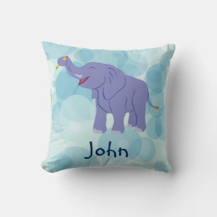 Happy Elephant (Personalize) Throw Pillow
