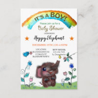 Happy Elephant Rainbow Town Baby Shower