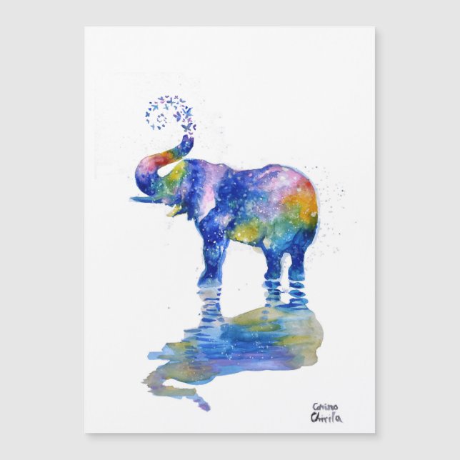 Happy elephant watercolor painting  (Front)
