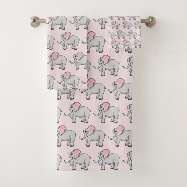 Happy Elephants Bathroom Towel Set (Insitu)