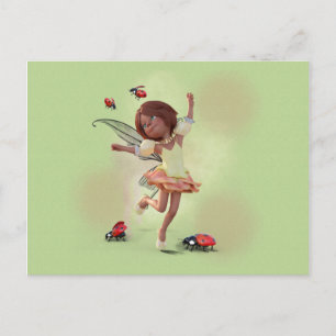 Happy Elf And Ladybug Postcard