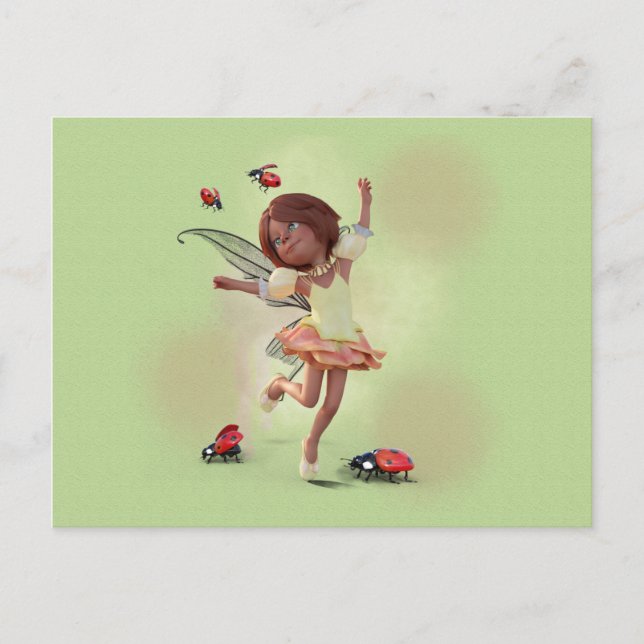 Happy Elf And Ladybug Postcard (Front)