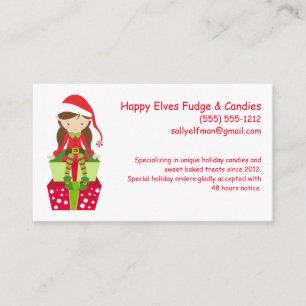 Happy Elf Customizable Small Business Bakery Candy Card