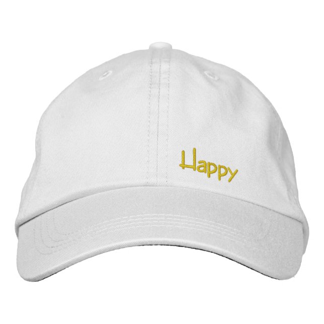 happy embroidered hat (Front)