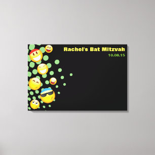 HAPPY EMOJI Bat or Bar Mitzvah Sign-In Board Canvas Print