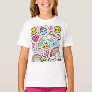 Happy Emoji Girls’ Rainbow Tee For Halloween