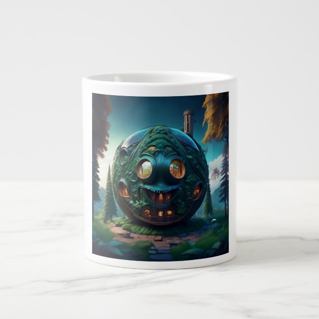 Happy Emoji House Large Coffee Mug (Front)