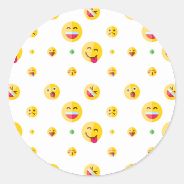 Happy Emoji Motif Sticker rond (Devant)