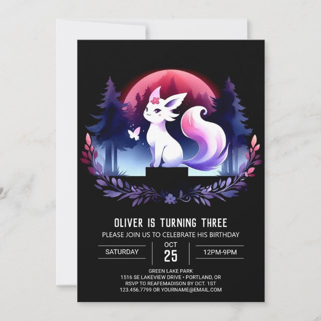 Happy Enchanted Cat Birthday Invitation (Front)