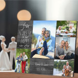 Happy Ever After Any Year Anniversary Photo Plaque<br><div class="desc">Wedding Anniversary photo plaque which you can personalize for any years and 5 of your favourite pictures. The wording reads "# years in to our happy ever after" and the template is set up ready for you to add the anniversary year, your name and date established. The design has a...</div>