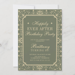 Happy Ever After Vintage Book Birthday Party Invitation