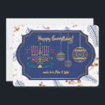 Happy Everything Blue and Gold Holiday Card<br><div class="desc">A holiday card you can send to Everyone! (Image by Freepik.com). The card is easy to customize with your wording, font and font colour. Not exactly what you're looking for? All our products can be custom designed to meet your needs at no extra charge. Simply contact us at askcottonlamb@gmail.com. Coordinating...</div>