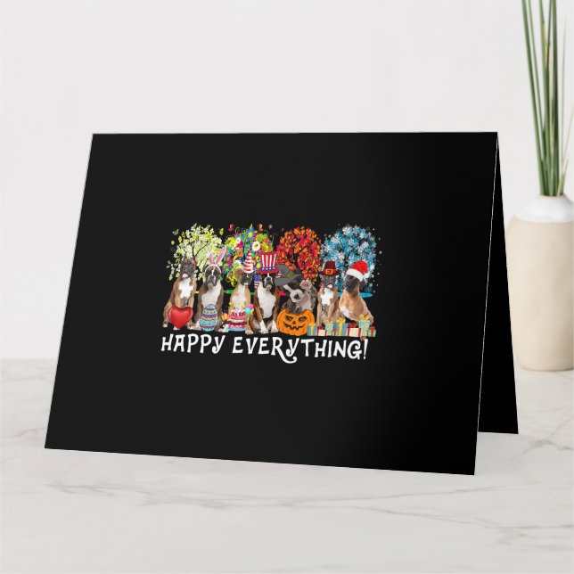 Happy Everything Boxer Dog Seasons All Year Tree L Card (Front)
