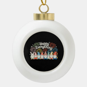 Happy Everything Gnomes All Year Every Holiday Ceramic Ball Christmas Ornament
