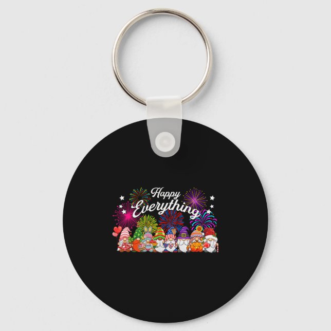 Happy Everything Gnomes For All Year Every Holiday Keychain (Front)