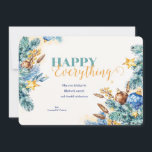 Happy Everything Holiday Card<br><div class="desc">A beautiful, watercolor, holiday card for everyone! Featuring teal and green pine branches, berries, stars and decorative baubles. (Image by pikisuperstar on Freepik). The card is easy to customize with your wording, font and font colour. Not exactly what you're looking for? All our products can be custom designed to meet...</div>