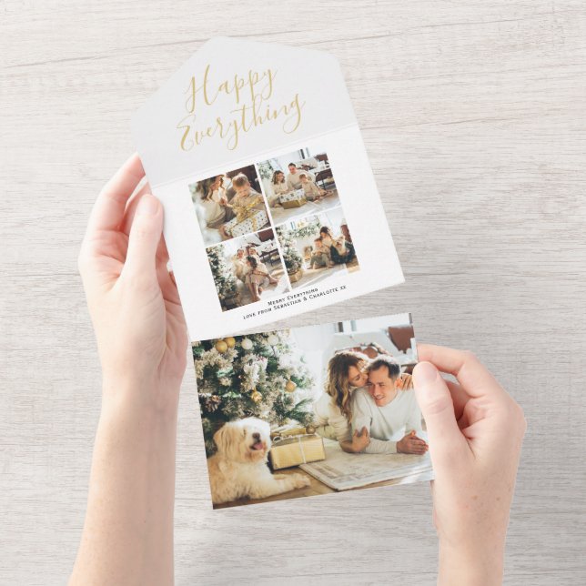 Happy Everything Photo Collage Carte de Noël (Déchirure)