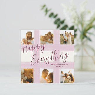Happy Everything Rustic Gingham Photo Collage Holiday Card