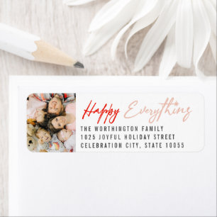 Happy Everything Script Photo Return Address
