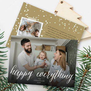 Happy Everything Simple White Script Photo Modern Holiday Card