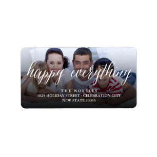 Happy Everything Simple White Script Photo Modern Label