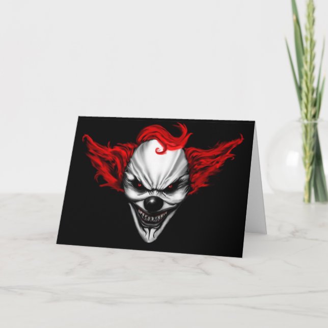 Happy Evil Clown Red Hair Card (Front)