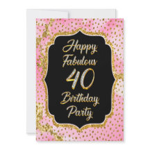 Happy Fabulous 40th Birthday Invitation Party