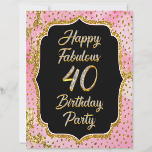 Happy Fabulous 40th Birthday Invitation Party Letterhead