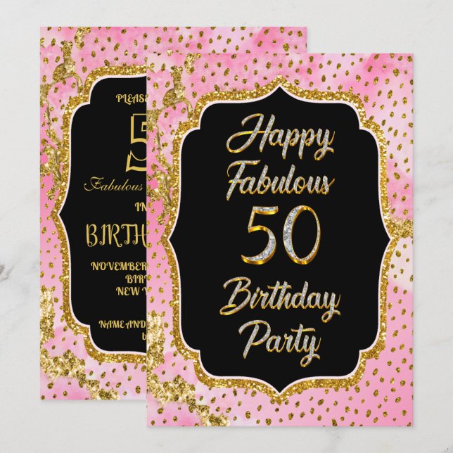 Happy Fabulous 50th Birthday Invitation Party (Front/Back)