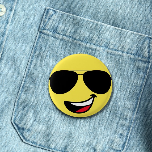 Happy Face Aviator Sunglasses fun cute yellow  1 Inch Round Button (Creator Uploaded)