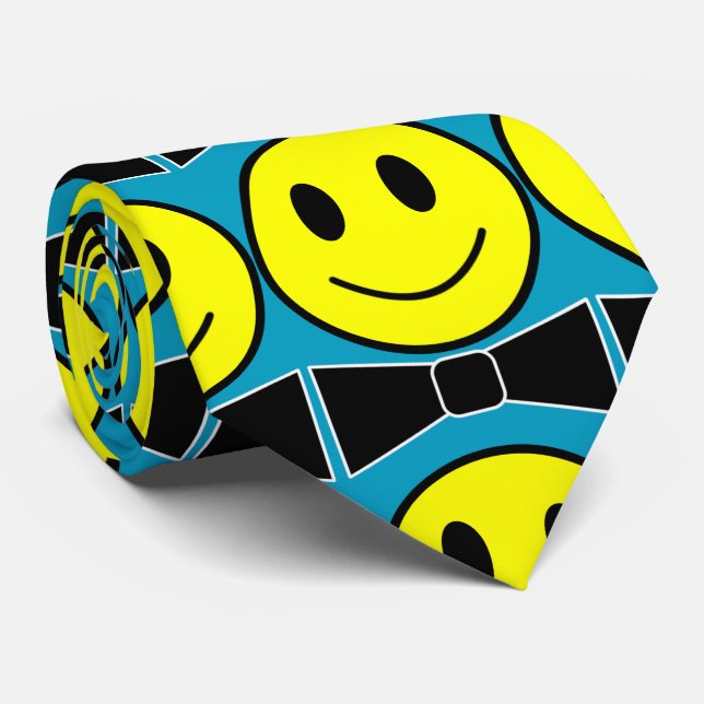 Happy Face Bow Tie Necktie (Rolled)