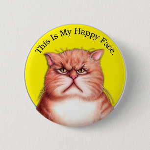 Happy Face cat 2 Inch Round Button