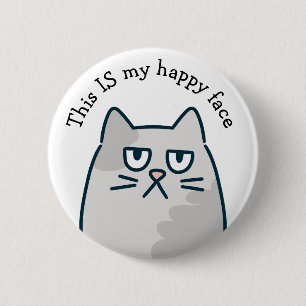 Happy Face Cat 2 Inch Round Button