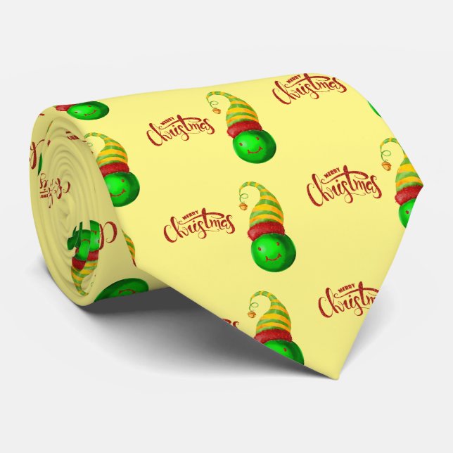 Happy Face Christmas Ball Tie (Rolled)