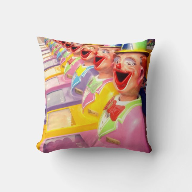 Happy Face Clowns, Throw Cushion. Pillow (Front)